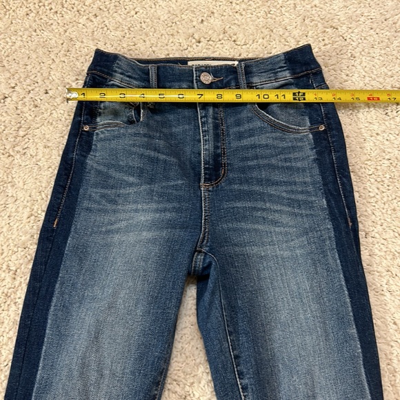 GARAGE 3 Premium 2 toned denim Ultra High Rise cropped jeans w slight distress - Picture 5 of 10